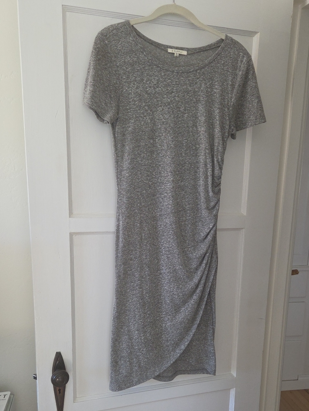 Z Supply Silver Heather Midi Dress with Side Ruche